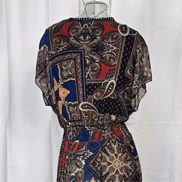 Kate and Lily Paisley Mesh Boho Maxi Dress Pockets 16W - Picture 5 of 9